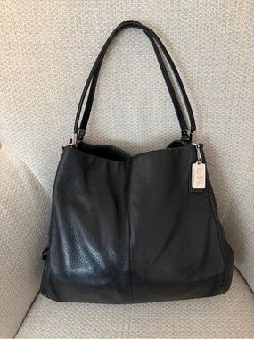 Coach Madison Phoebe Black Pebbled Leather Shoulder Bag